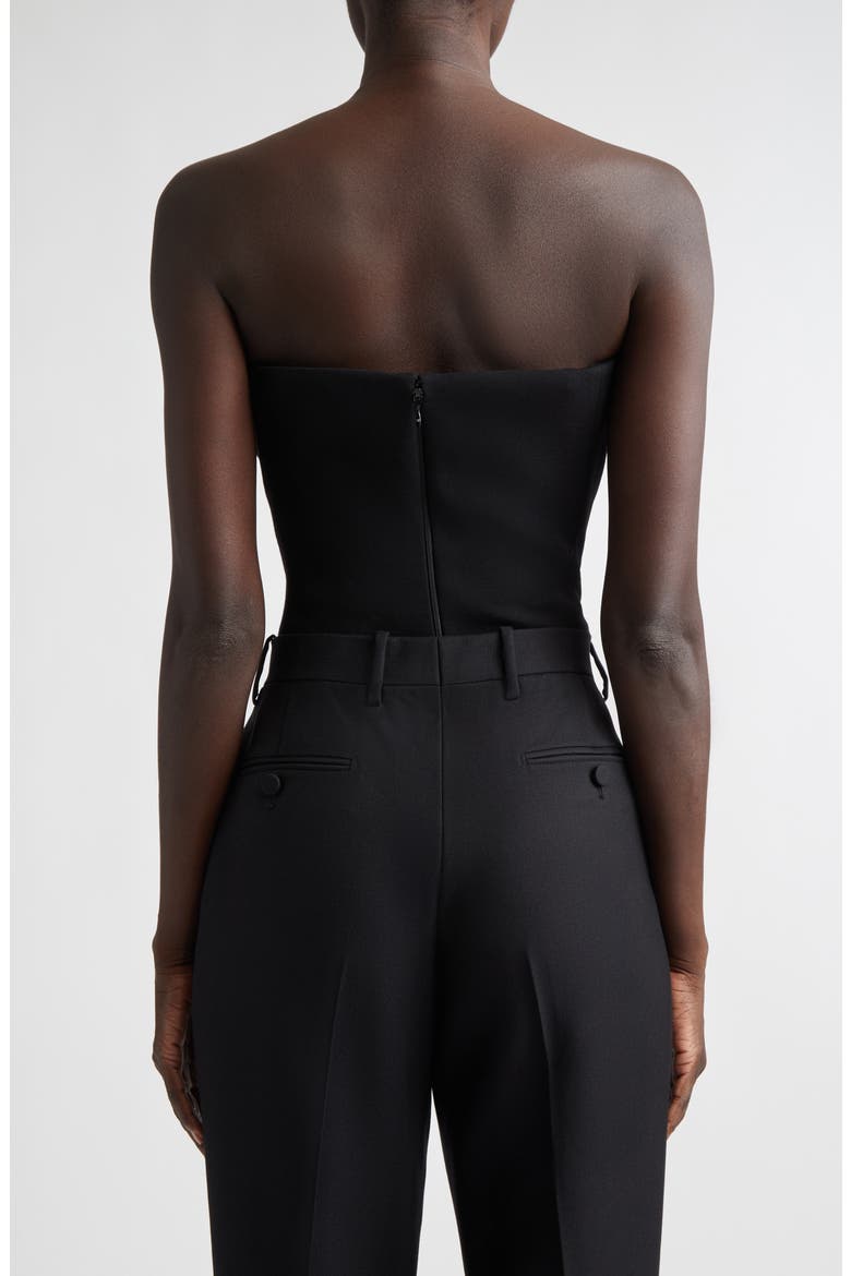Wool Grain de Poudre Strapless Top, Alternate, color, BLACK
