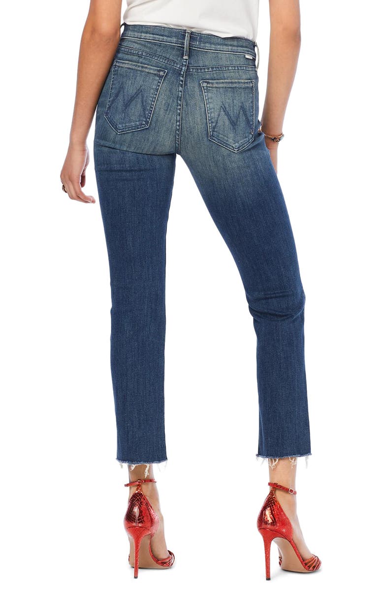MOTHER The Rascal Ripped High Waist Step Hem Ankle Skinny Jeans, Alternate, color,