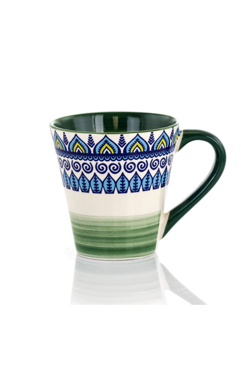 Elama Zen Green Mozaik 16 Piece Luxurious Stoneware Dinnerware with Complete Setting for 4, 16pc, Alternate, color, Green