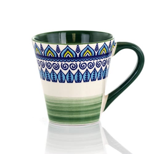Elama Zen Mozaik 16pc 3-tier Stoneware Dinnerware Set In Green