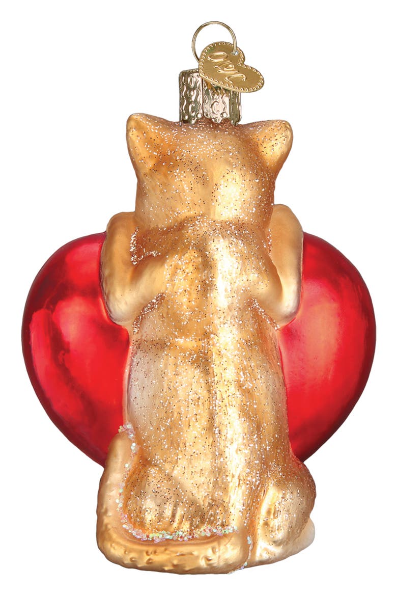 I Love My Cat Christmas Ornament, Alternate, color, RED