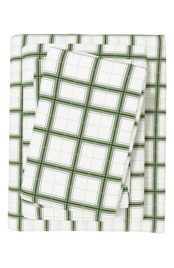 Woven & Weft Plaid 4-piece Flannel Bed Sheet Set In Green