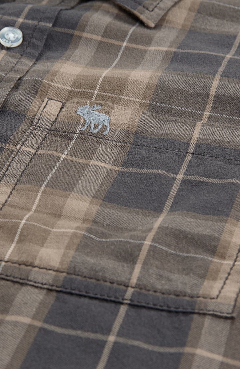 abercrombie kids Kids' Plaid Flannel Button-Up Shirt, Alternate, color, Castlerock