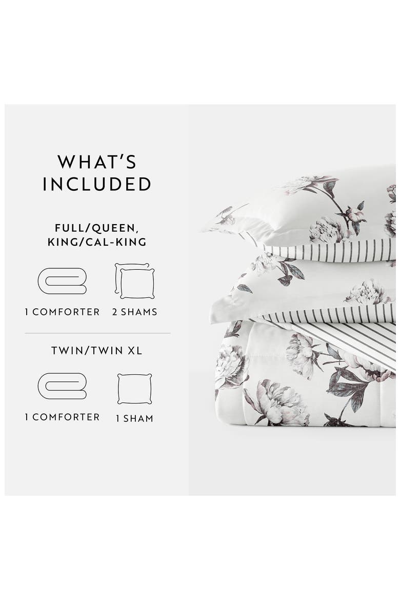 Magnolia Stripe Reversible 3-Piece Comforter Set, Alternate, color, GRAY