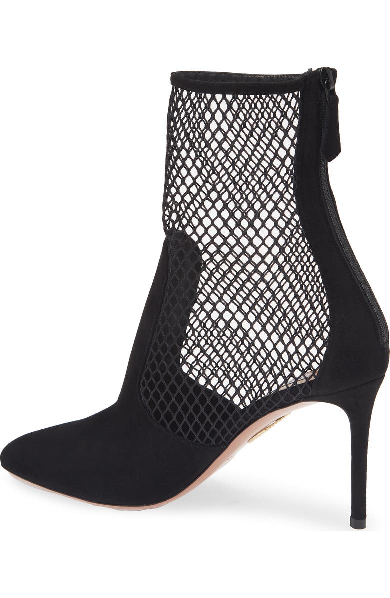 Aquazzura Brera Pointed Toe Mesh Bootie, Alternate, color,
