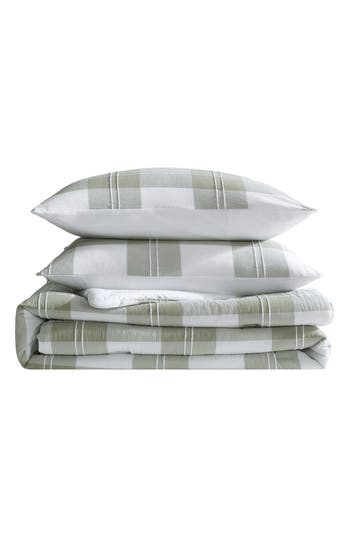 Eddie Bauer Mountain Embroidery Plaid Comforter Set In Soft Olive