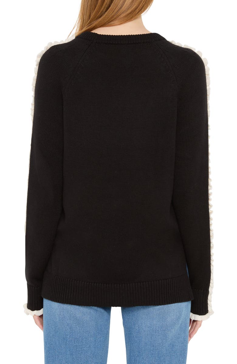 NIC+ZOE Ruffle Trim Cotton & Cashmere Blend Sweater, Alternate, color, Black Onyx