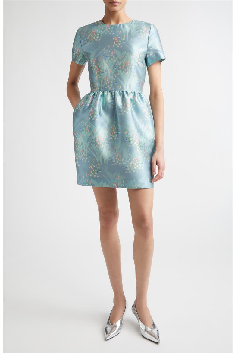 Lexi Print Satin Dress, Main, color, LILY OF THE VALLEY MULTICOLOR