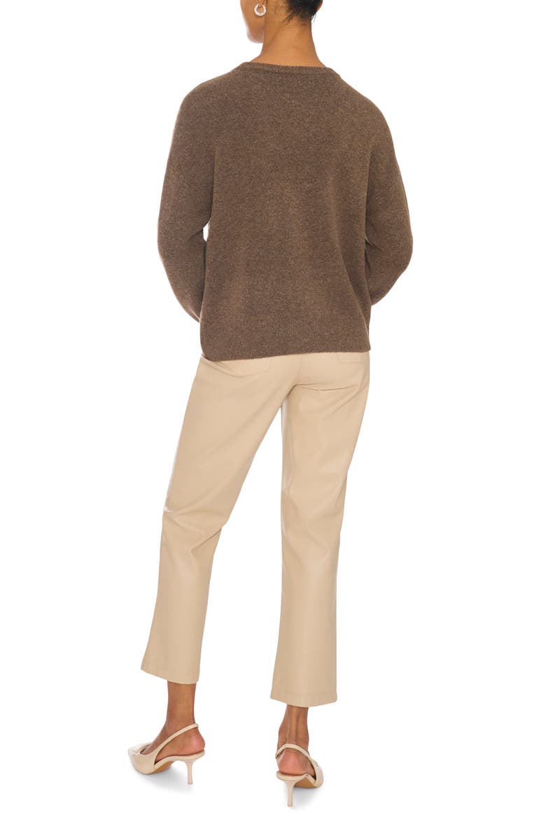 Embellished Crewneck Sweater, Alternate, color, MEDIUM BROWN