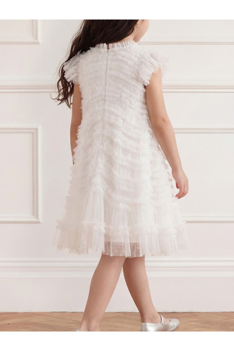 Kid's Amara Ruffle Sleeve Kids Dress, Alternate, color, Swan White