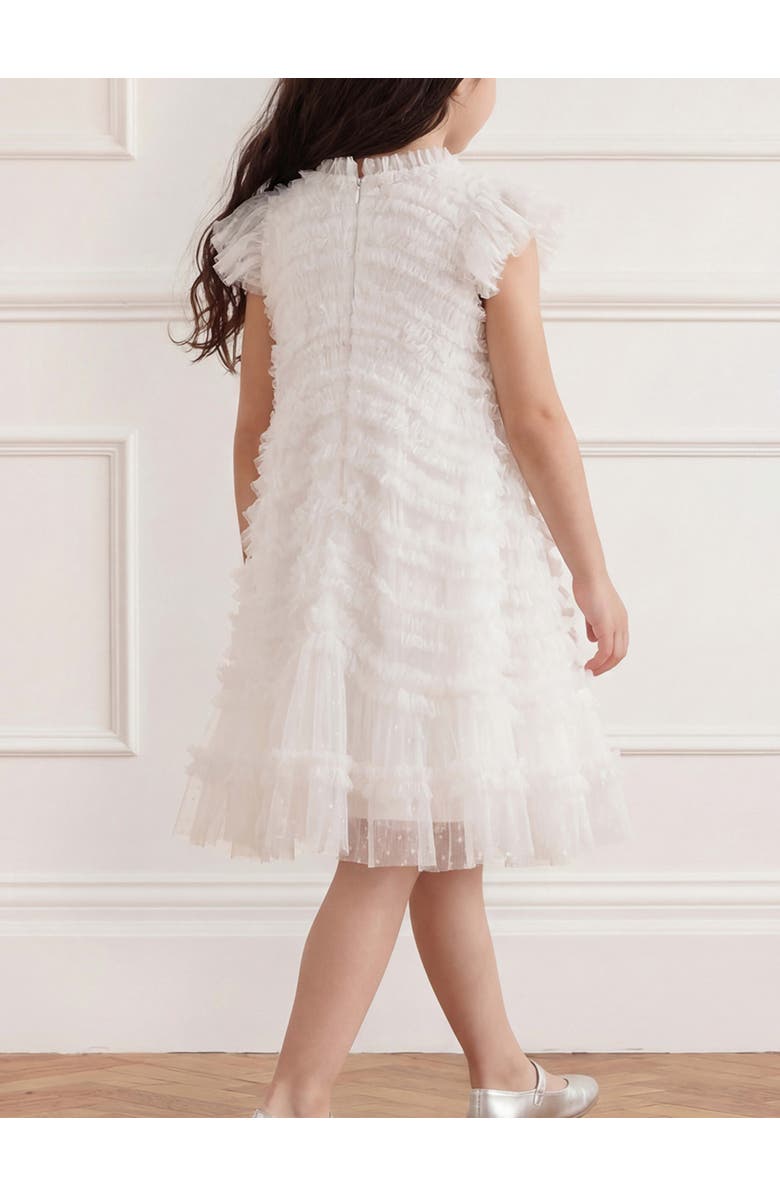 Needle & Thread Amara Ruffle Sleeve Kids Dress, Alternate, color, Swan White
