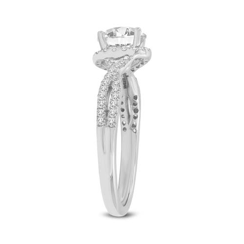 Luvmyjewelry Bijou 14k White Gold Round Cut Lab Grown Round Diamond Halo Engagement Ring In 14k White Gold