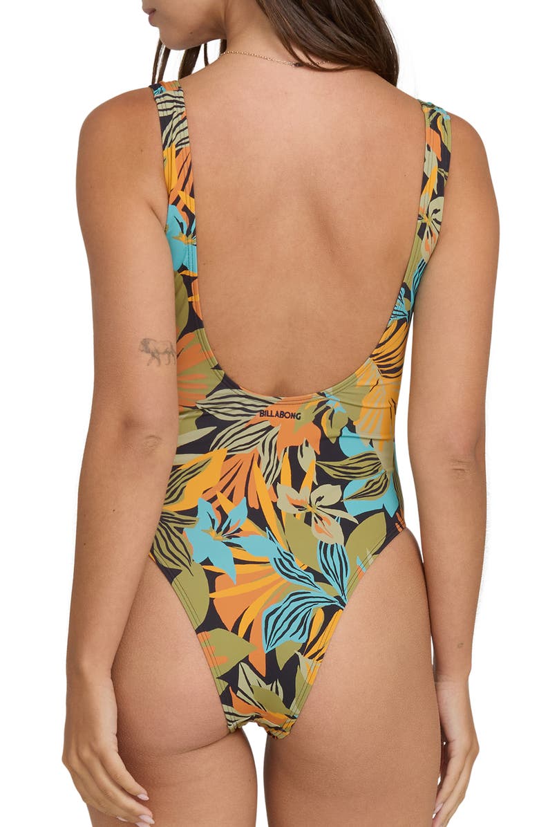 Billabong Des Tropiques One-Piece Swimsuit, Alternate, color, Black Multi