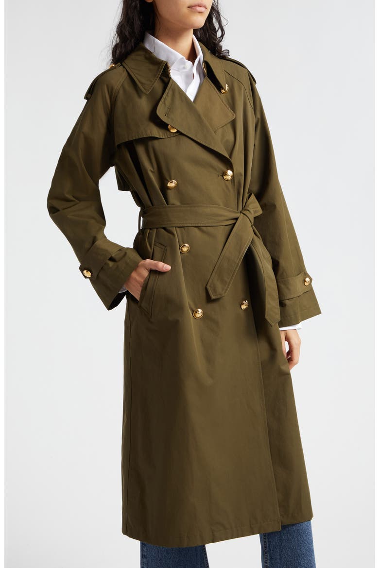 Toussaint Trench Coat, Alternate, color, OLIVE GREEN
