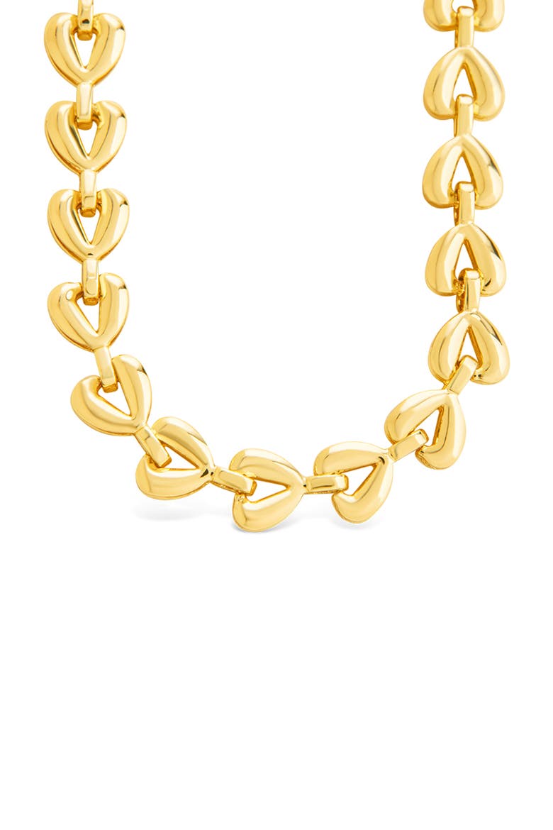 Nettie Polished Heart-Link Necklace, Alternate, color, GOLD