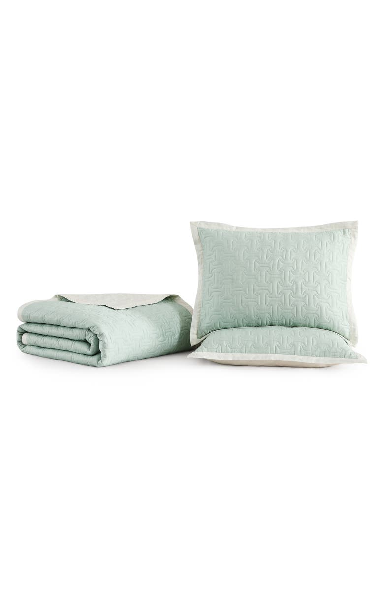 Bebejan Reversible Textured Cotton Sateen Coverlet Set, Alternate, color, Green
