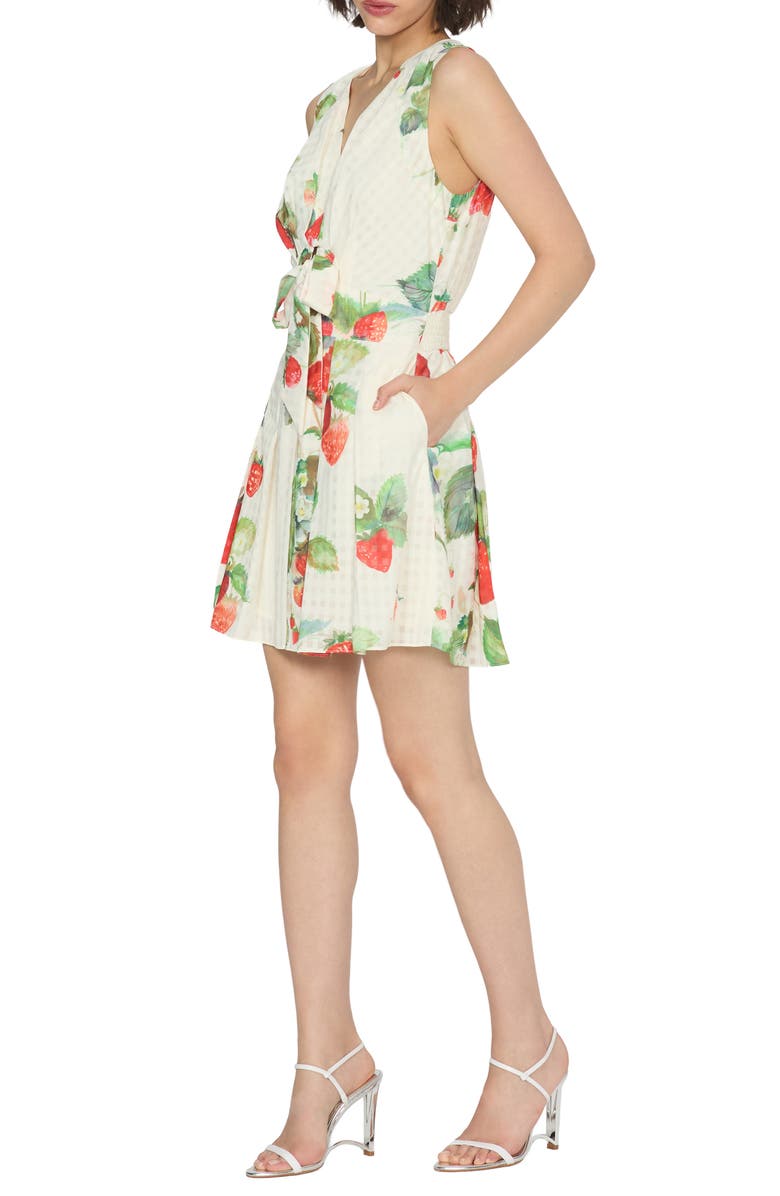 CIEBON Dale Strawberry Print Minidress, Alternate, color, Off White Multi