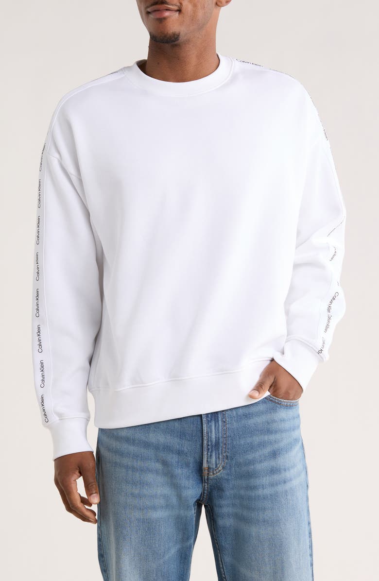 Calvin Klein Logo Tape Long Sleeve T-Shirt, Main, color, Brilliant White
