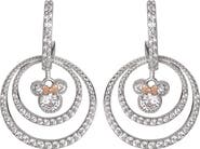 Disney Minnie Mouse Jewelry, Double Hoop Cubic Zirconia Dangle Earrings