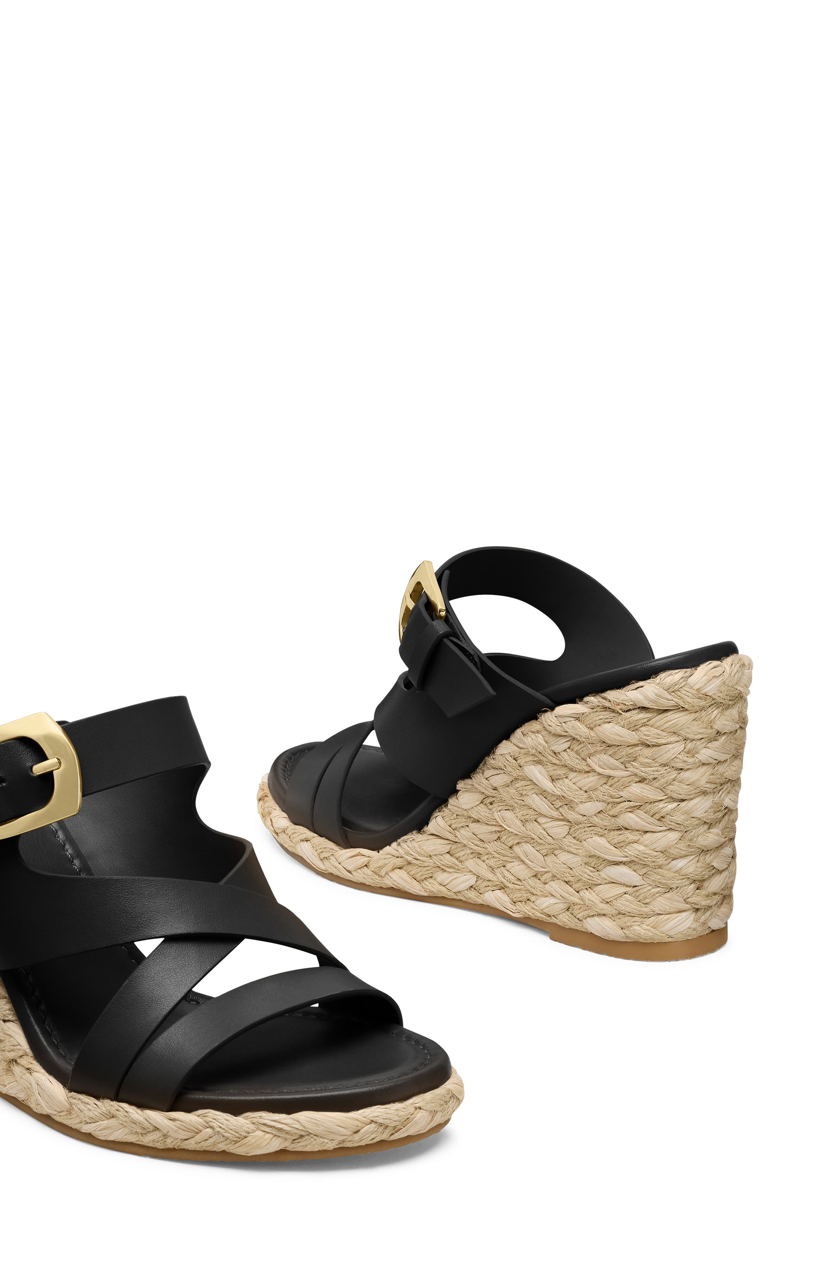 Stuart Weitzman Sai Espadrille Wedge Sandal, Alternate, color, Black
