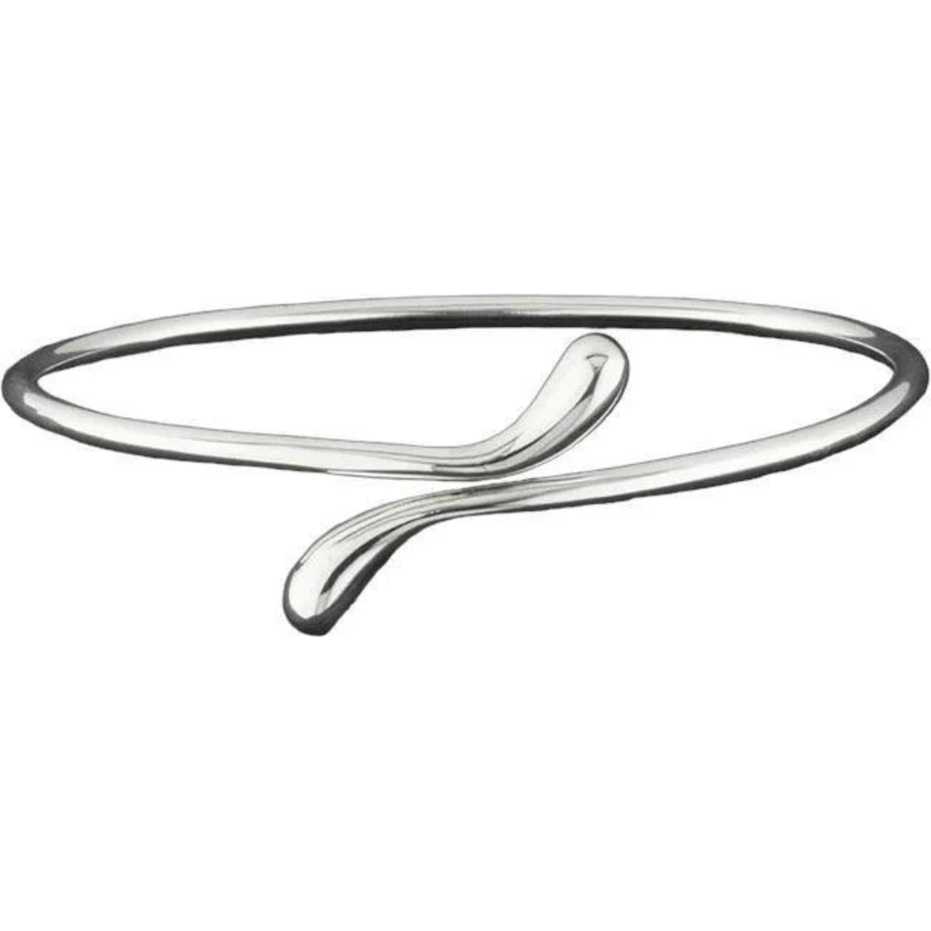 Hollywood Sensation Isabella Gold Plated Teardrop Open Wrap Bangle Bracelet In Silver