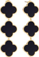 GABI RIELLE Onyx Triple Clover Drop Earrings