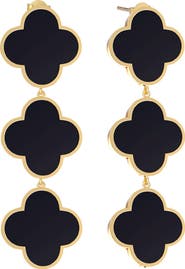 GABI RIELLE Onyx Triple Clover Drop Earrings
