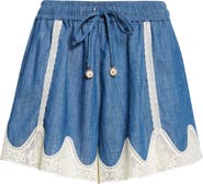 Zimmermann Awaken Lace Trim Denim Shorts