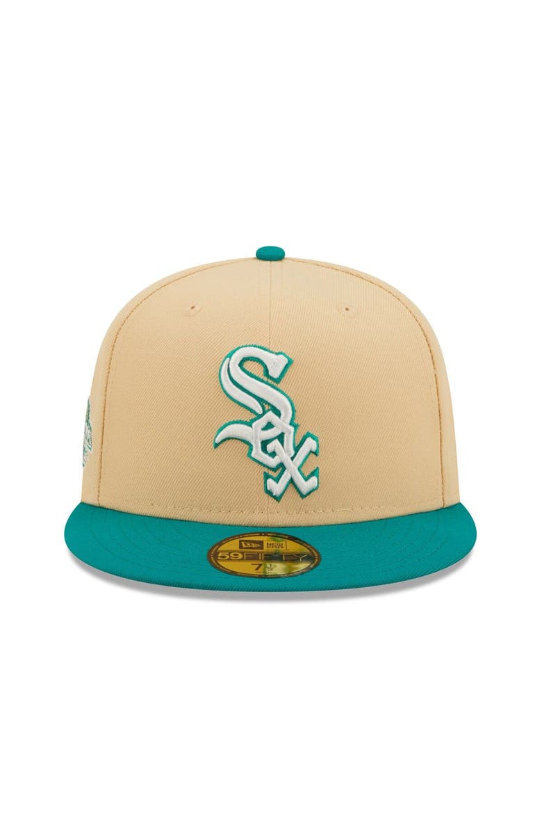 New Era Men's New Era Natural/Teal Chicago White Sox Mango Forest 59FIFTY fitted hat, Alternate, color, Natural