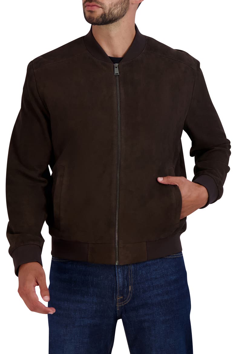 Suede Bomber Jacket, Main, color, DK CHOCOLA