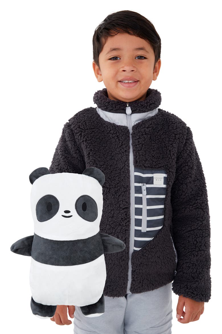 Kids' Papo the Panda 2-in-1 Stuffed Animal Fleece Jacket, Alternate, color, GREY