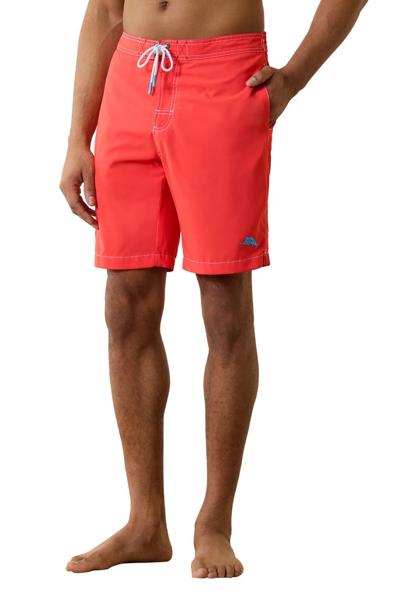 Baja Harbor Board Shorts, Main, color, ZANZIBAR RED