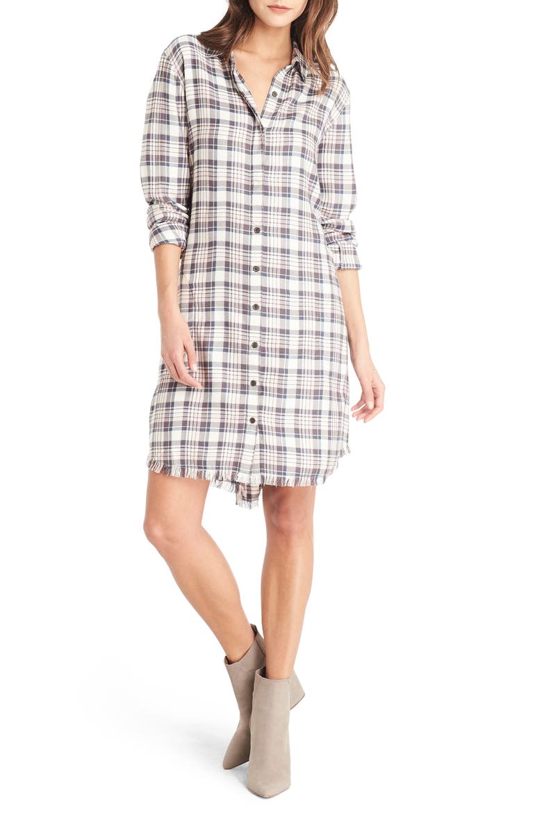 Plaid Shirtdress, Main, color, CHALK/ NYMPH