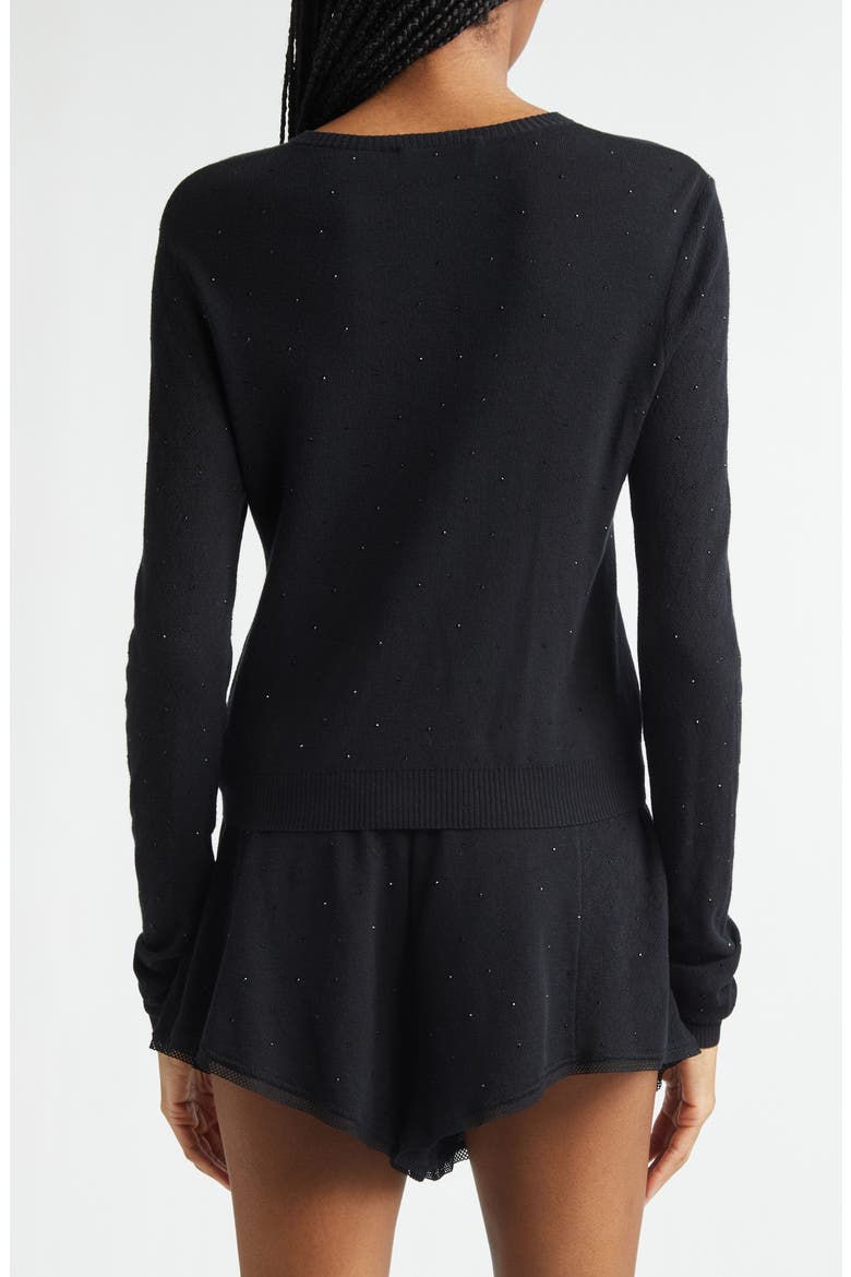 Girly Crystal Rib Cotton Cardigan, Alternate, color, BLACK