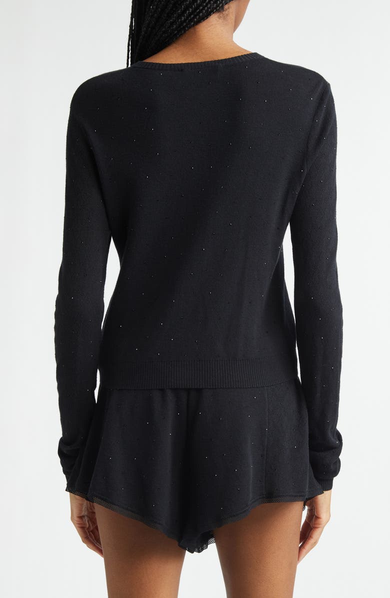 Area Girly Crystal Rib Cotton Cardigan, Alternate, color, Black