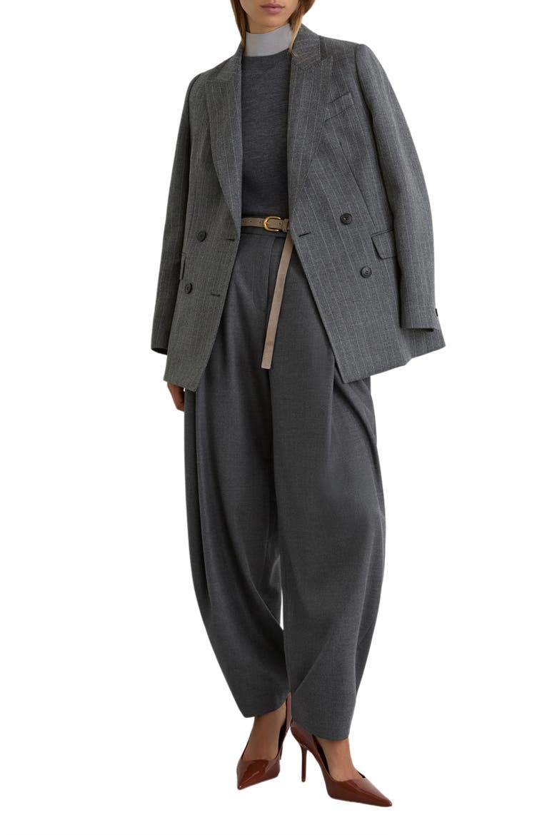 Aries Pleated Barrel Leg Wool Blend Pants, Alternate, color, GREY