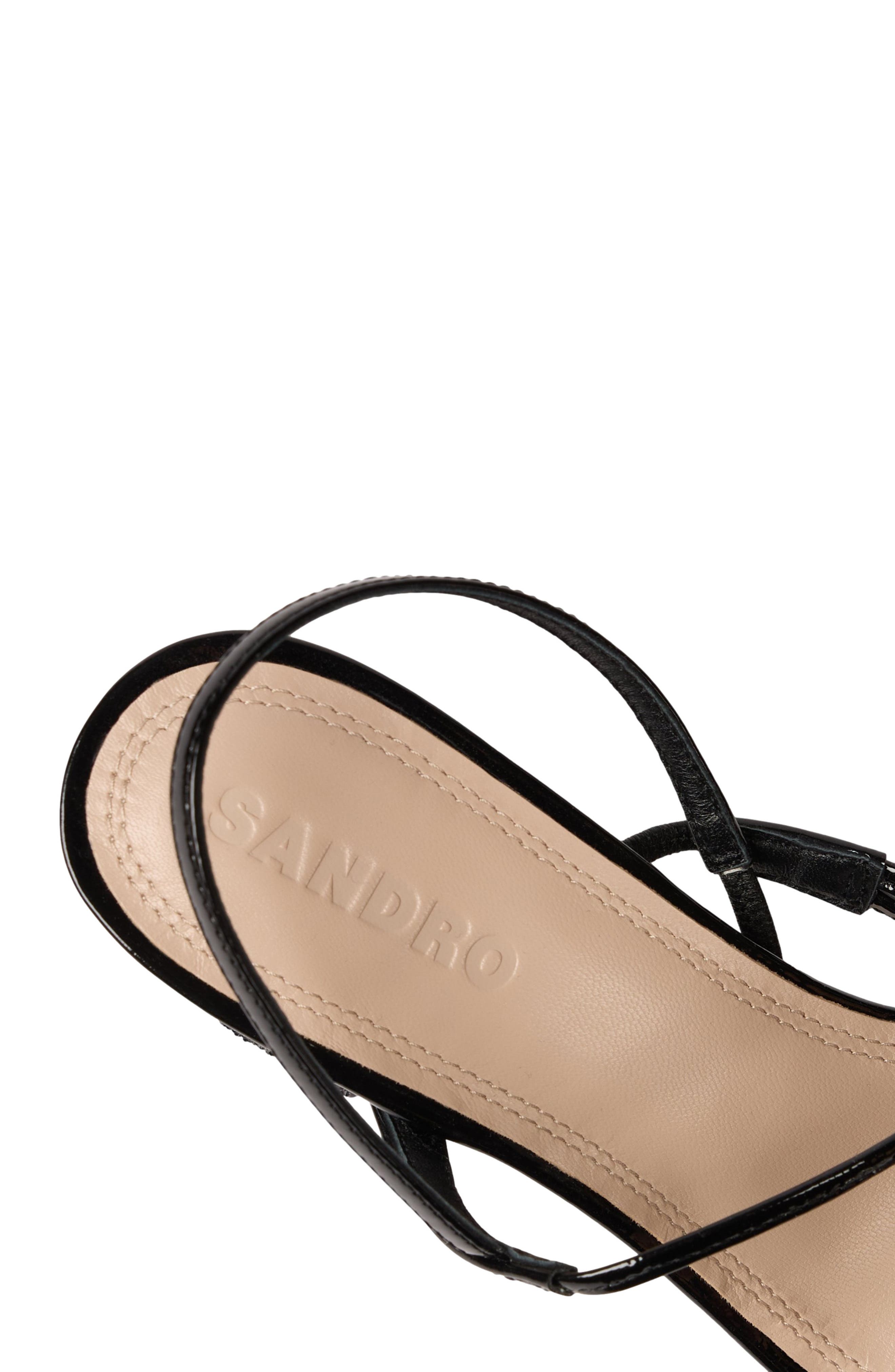 SANDRO Glitter heel sandals, Alternate, color, Black