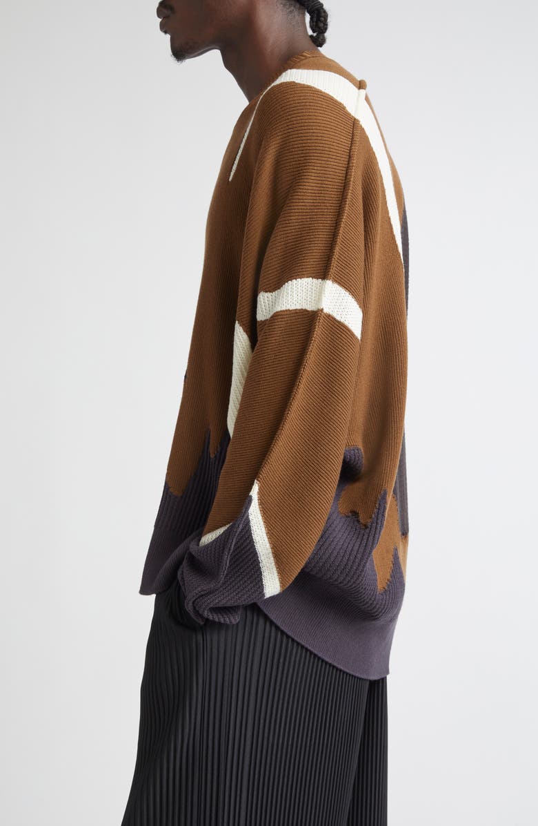 Homme Plissé Issey Miyake Agate Wool Sweater, Alternate, color, Brown