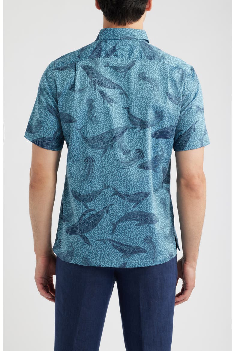 Marine Mosaic Jacquard Cotton Shirt, Alternate, color, OCEAN BLUE
