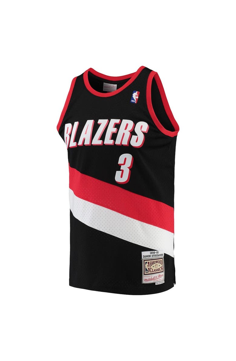 Mitchell & Ness Men's Mitchell & Ness Damon Stoudamire Black Portland Trail Blazers 1999/00 Hardwood Classics Swingman Jersey, Alternate, color, Black