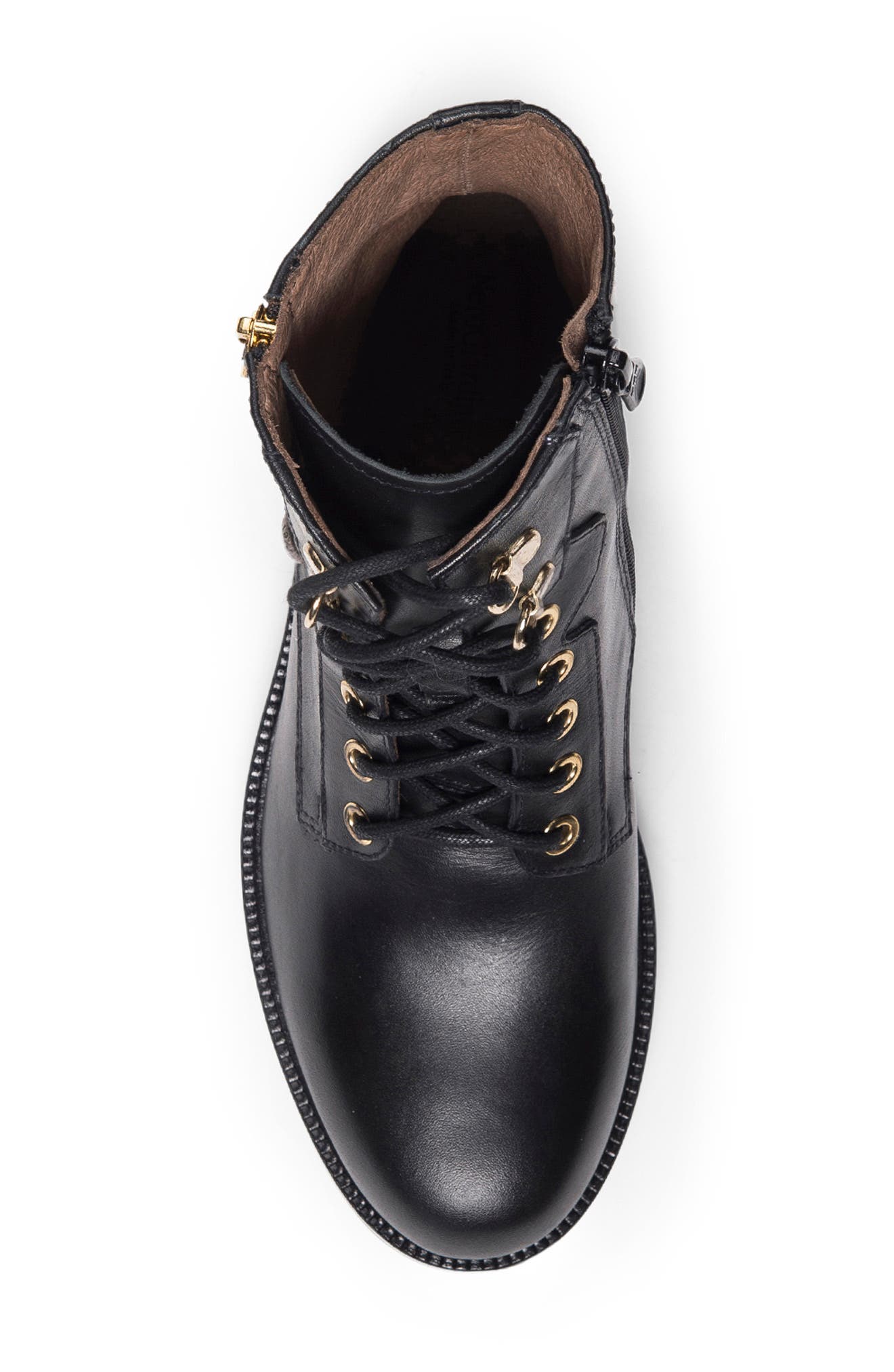 NeroGiardini Dual-Zip Leather Combat Boot, Alternate, color, 