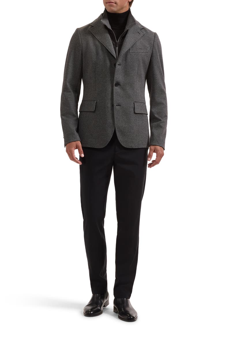Three Button Blazer with Bib, Alternate, color, ZINC