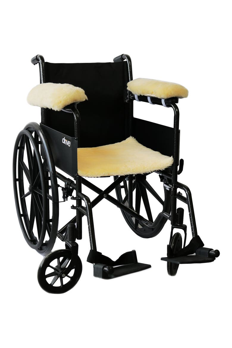 Medical Genuine Sheepskin Shearling Chair Pad 18" x 18" - Grey, Alternate, color, CORNSILK