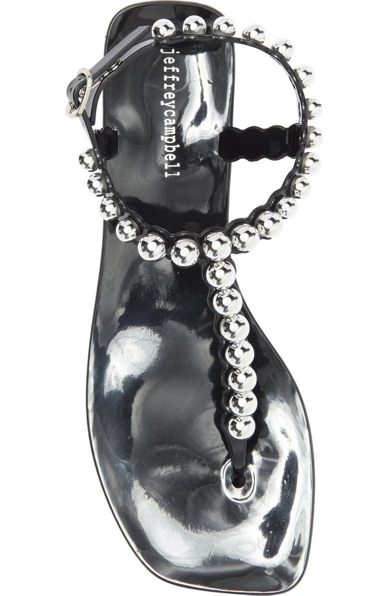 Jeffrey Campbell Plated Embellished Sandal, Alternate, color, Black Shiny Silver