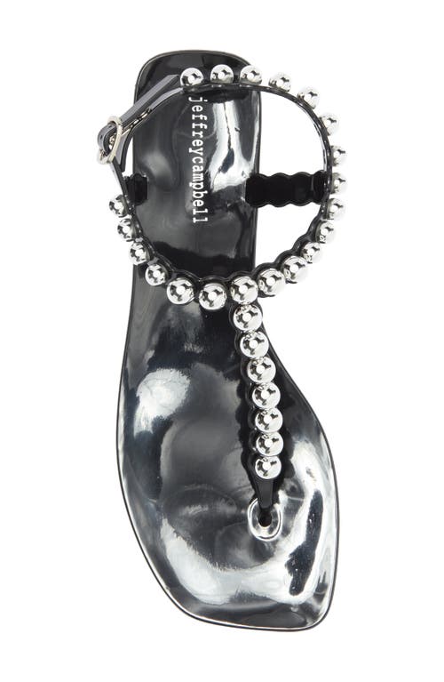 Jeffrey Campbell Pearlesque Imitation Pearl Ankle Strap Sandal In Black Shiny Silver