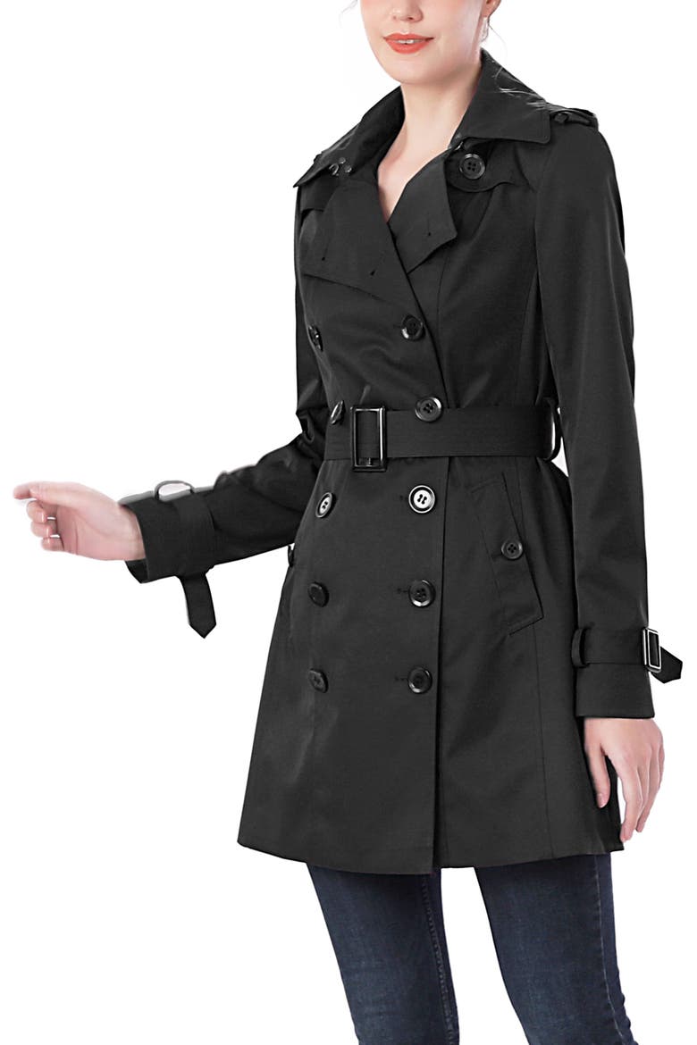 Women's Rosie Hooded Trench Coat, Alternate, color, Black