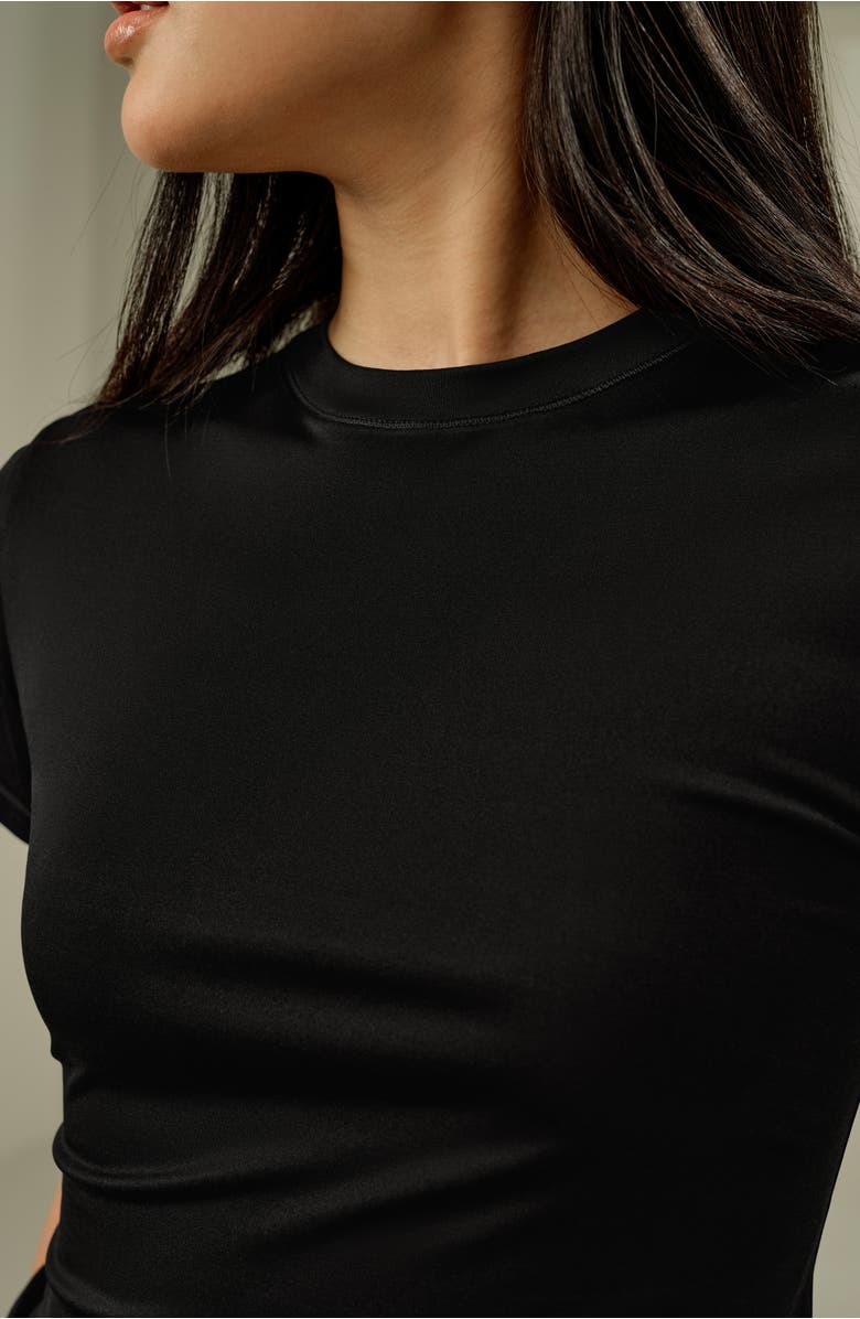 Lilysilk Slim Fitted Silk Jersey Tee, Alternate, color, Black