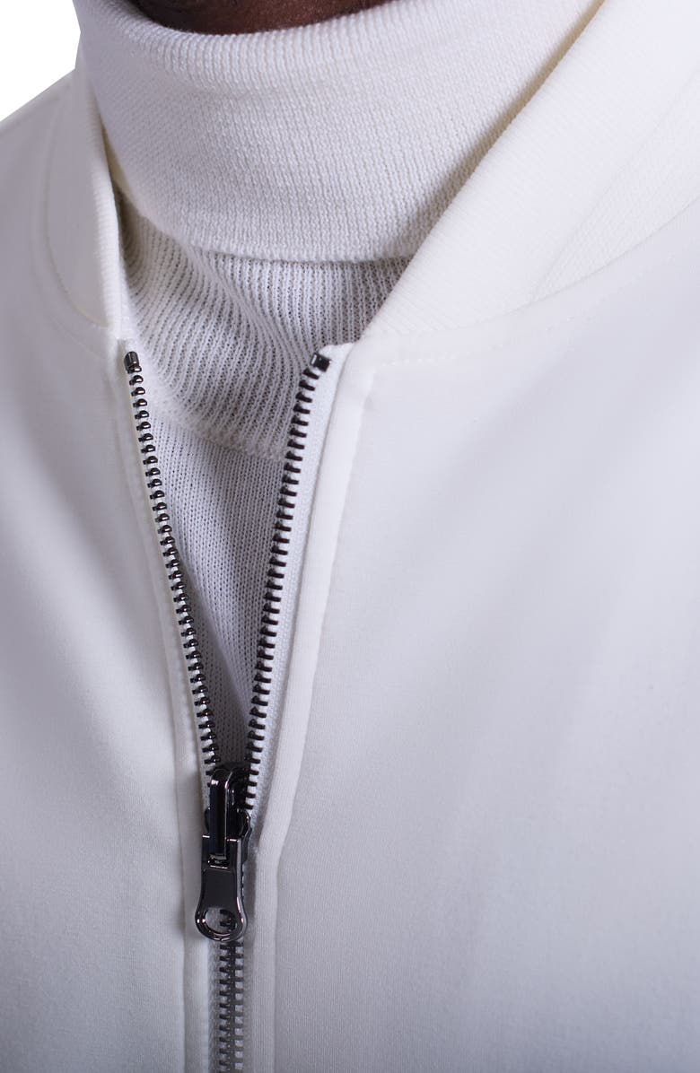 Bugatchi Soft Touch Knit Reversible Bomber Jacket, Alternate, color, Chalk