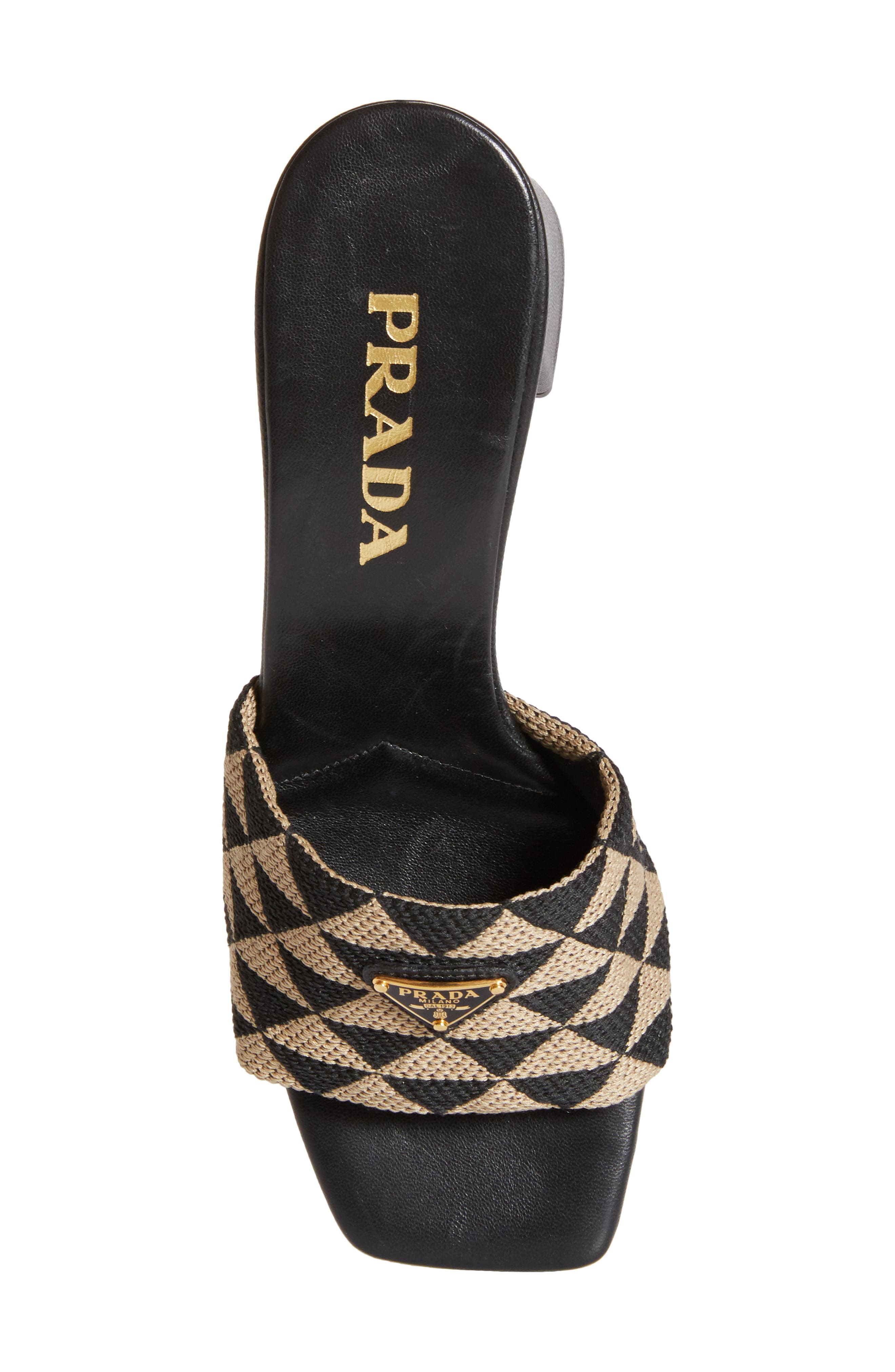 Prada Triangle Jacquard Slide Sandal, Alternate, color, 