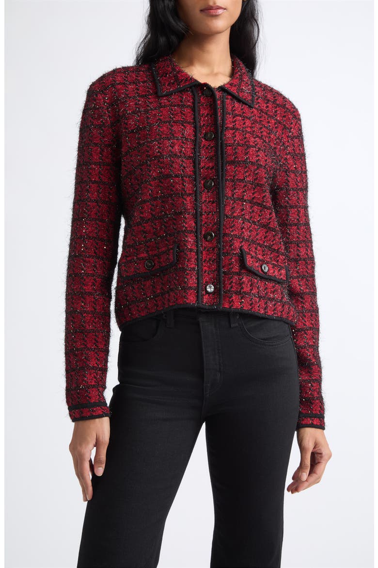 Blanche Knit Cotton Jacket, Main, color, CARDINAL RED MULTI